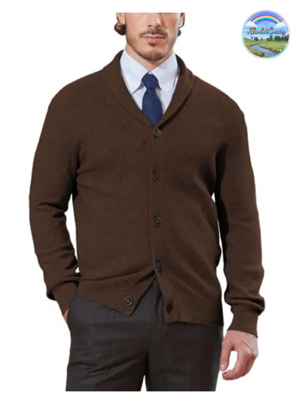 Men's Pure Cotton Button Down Cardigan Sweater Shawl Collar Lightweight Knit